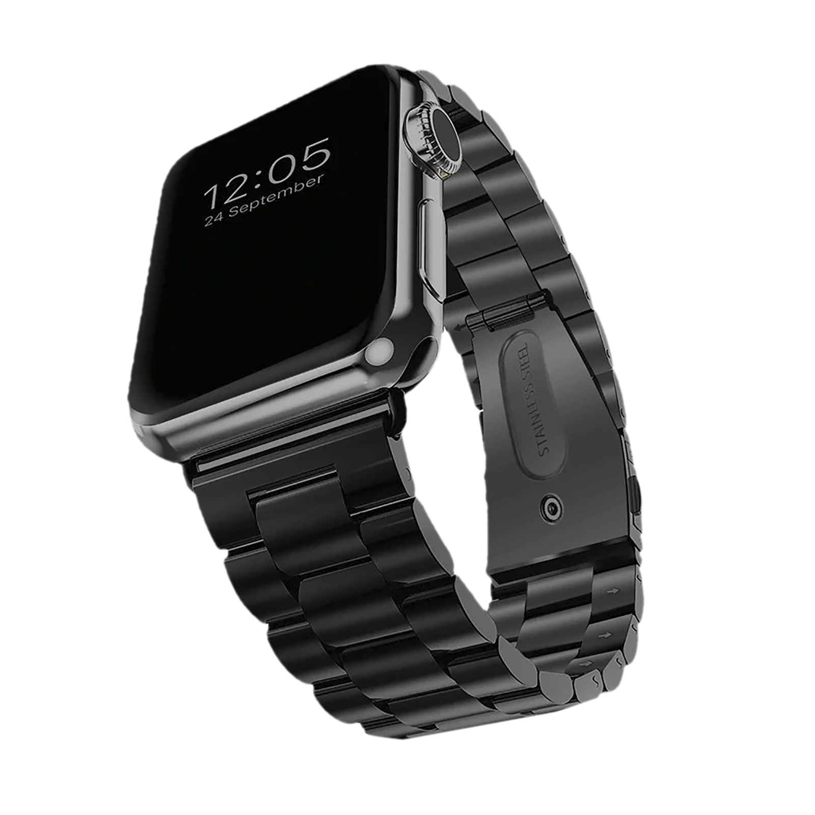 Black stainless steel cheap apple watch band